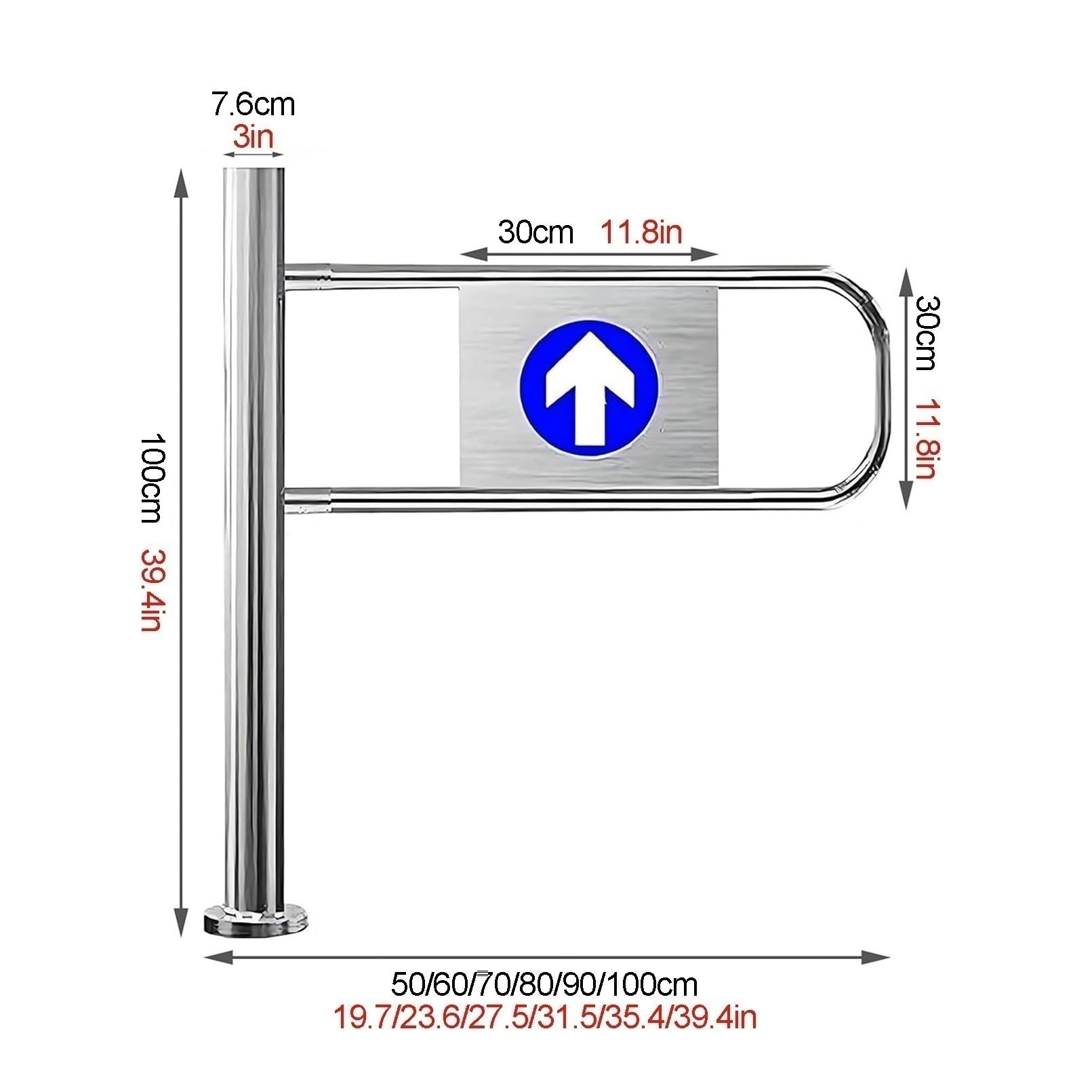 SteelEntrance90° - Dispositivo di accesso per cancello girevole per negozi di alimentari (sinistra 50 x 100 cm)