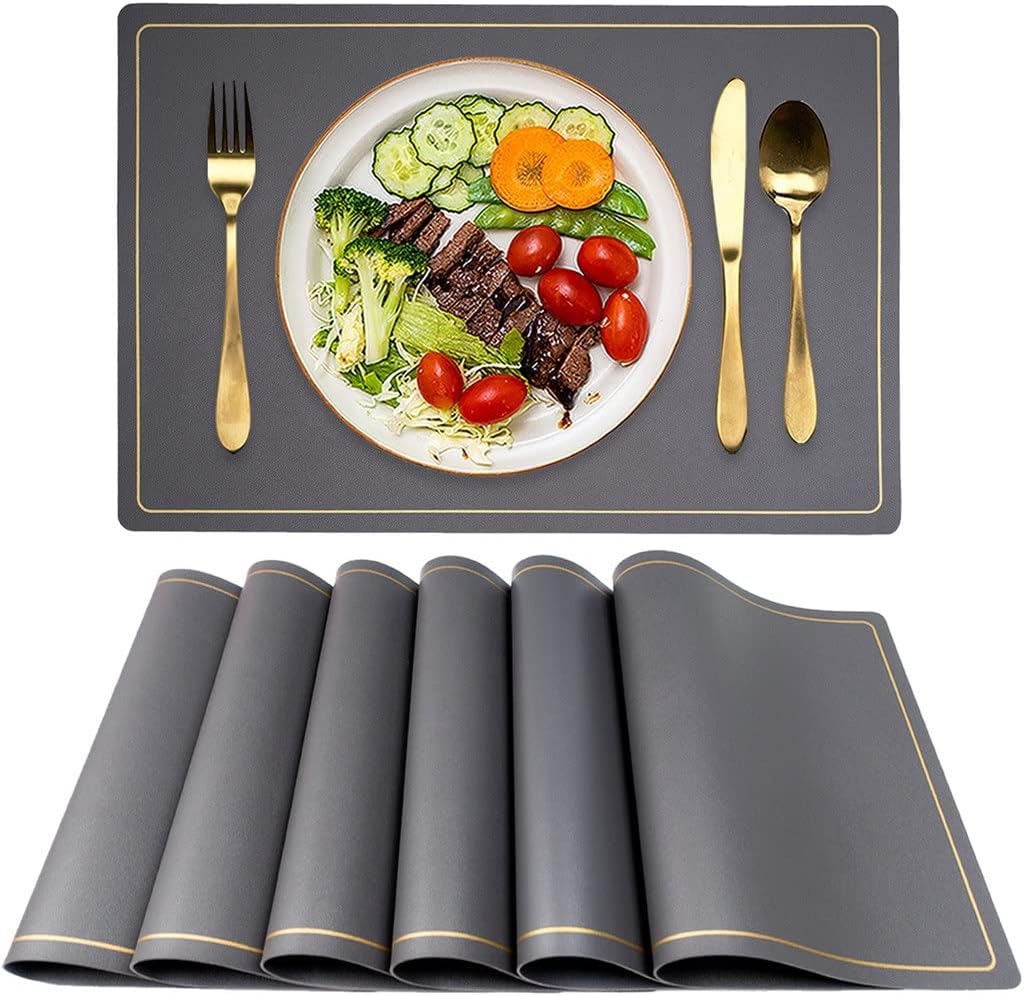 6pcs/Set PU Leather Placemats Nordic Phnom Penh Tableware Mat Western Table Pads Bowl Pad