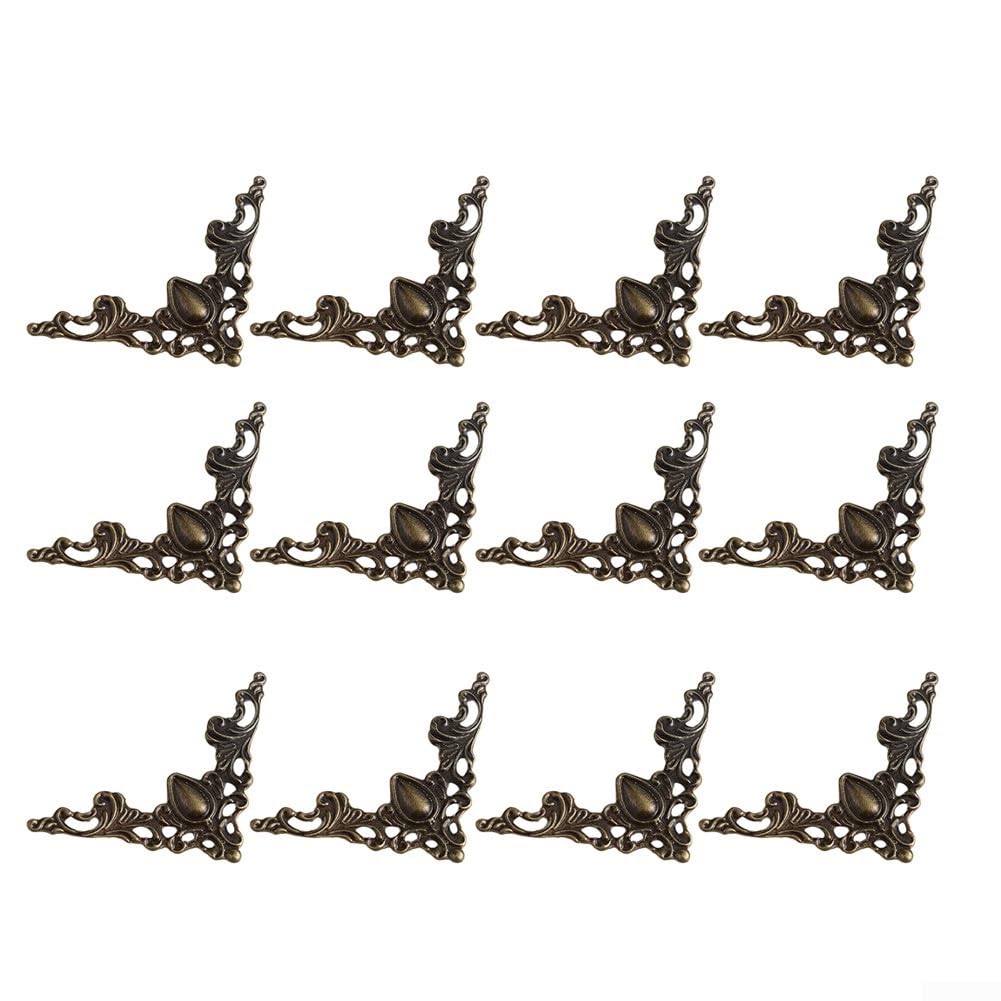 Adesivi angolari antichi, coperture angolari decorative in metallo, 12 pezzi, per mobili e scatole (bronzo)