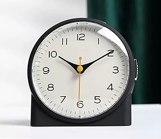 Analog Alarm Clock 4 inch Super Silent Non Ticking Small Clock with Night Light, Battery Operated, Snooze and Light Functions, for Living Room, Bedroom, Bedside, Desk, Gift Clock Kids Alarm Clocks ( C