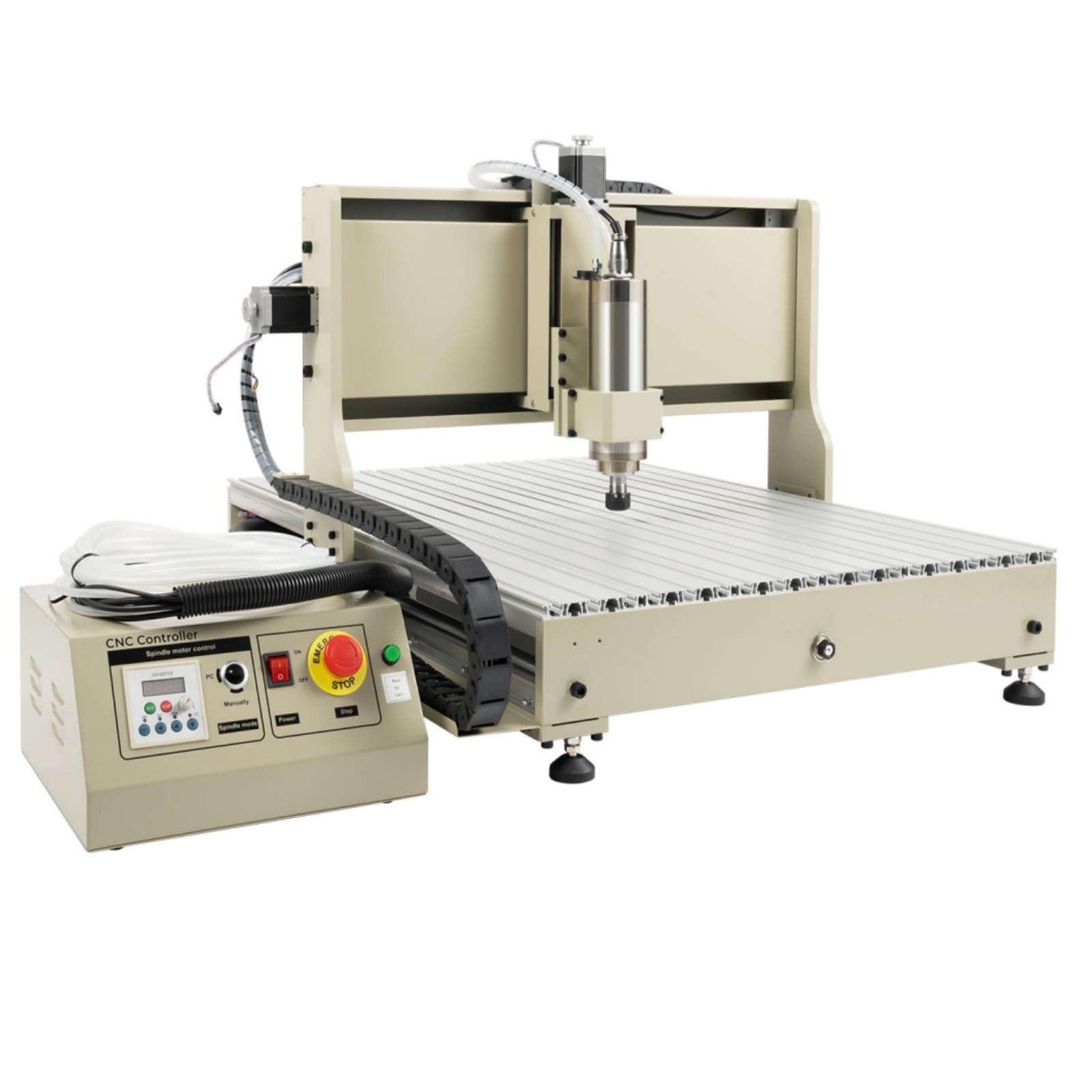 Fraiseuse CNC à 4 axes 6090 - Machine à graver avec routeur USB - Fraiseuse métal Kit pour MACH3, moteur de broche USB 2,2KW avec fraiseuse et VFD, zone de travail XYZ 600 x 900 x 150 mm