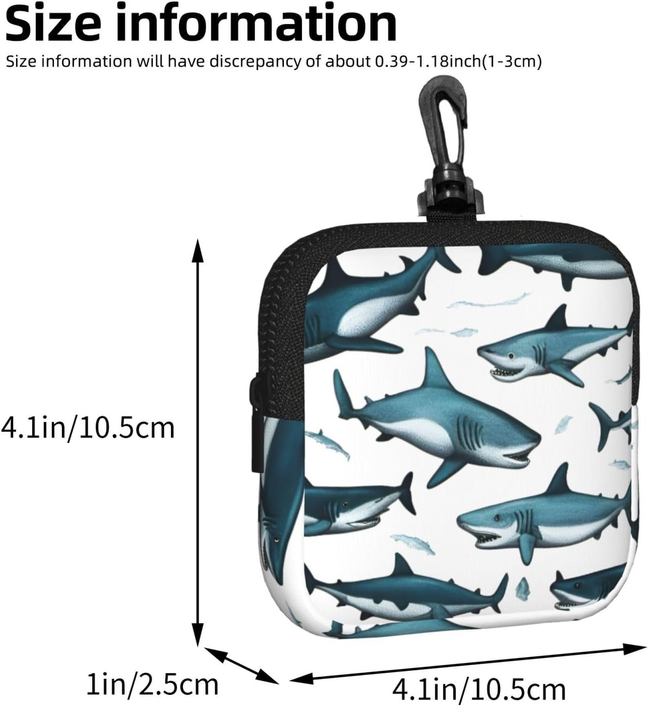 Shark Pattern With Various Gestures Print Versatile Square Storage Bag Travel Organizer Pouch Toiletry Home Office Gift image 3