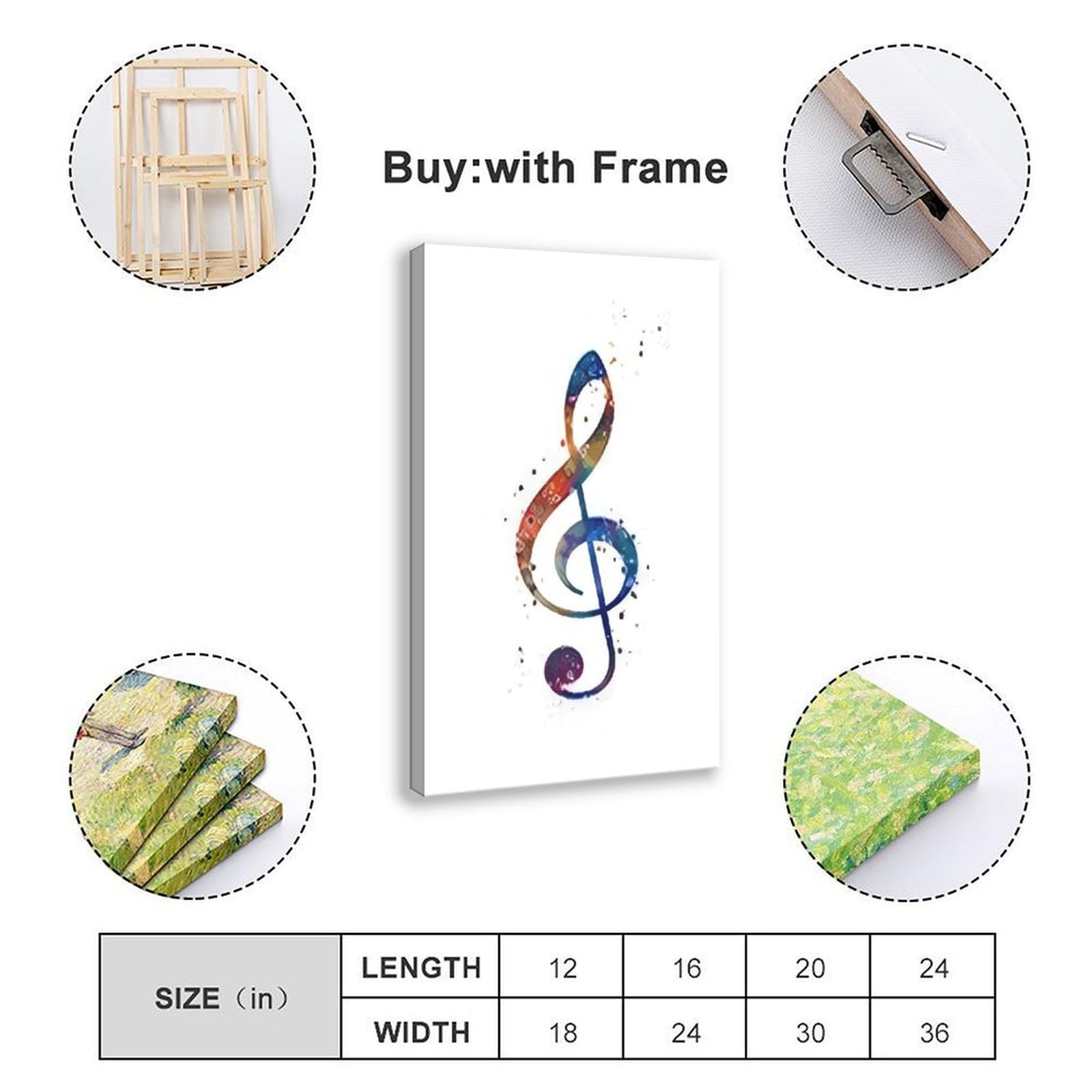 Poster con chiave di violino, decorazione per sala musicale, poster su tela, decorazione per camera da letto, ufficio, stanza, regalo, 50,8 cm di lunghezza x 76,2 cm di larghezza
