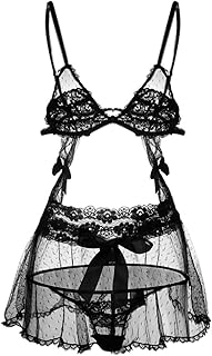 Halamodo Women Lingerie Set Sexy Babydoll Set Lace Bralette