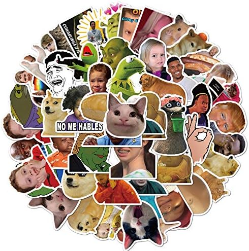 50Pcs Funny Meme Stickers Laptop Car Scrapbook Phone Skateboard Computer Funny Vine Meme Stickers Vinyl Waterproof Aesthetic Personalised Stickers for Teens Boys Girls Adults Children