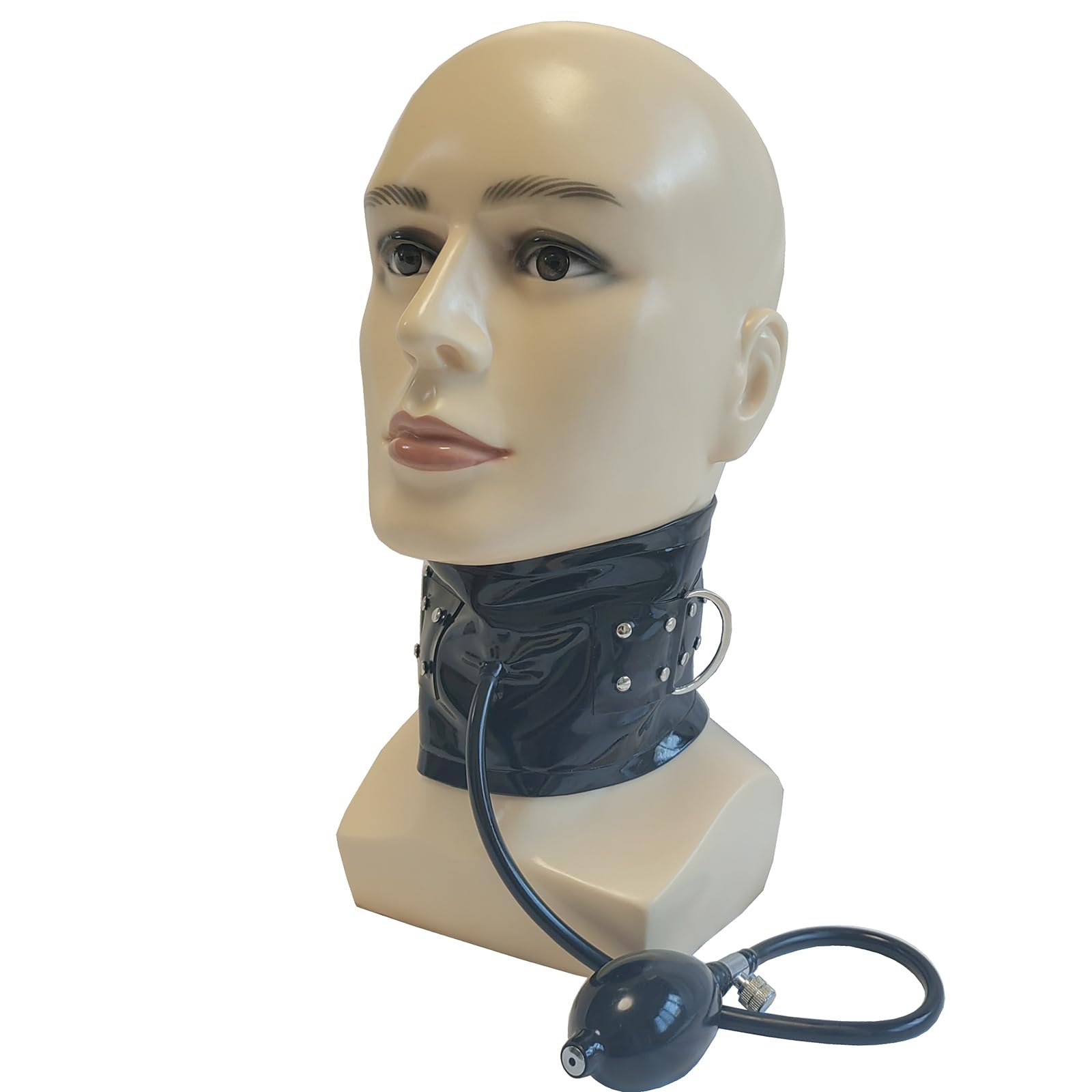 Latex Gummi Aufblasbarer Halsreif Hinten Reißverschluss,Latex Cosplay Kragen Kostüm Halsreif