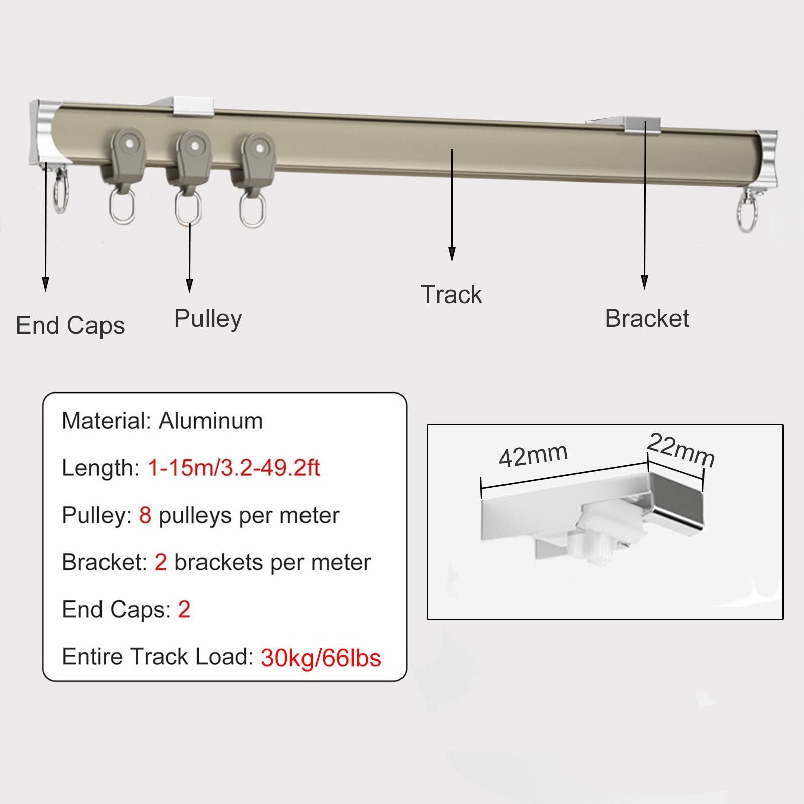 Heavy-Du - Riel divisor deslizante flexible y flexible para pared/techo, para dormitorio/oficina, 1 m / 3.3ft, sistema de barra de montaje en techo