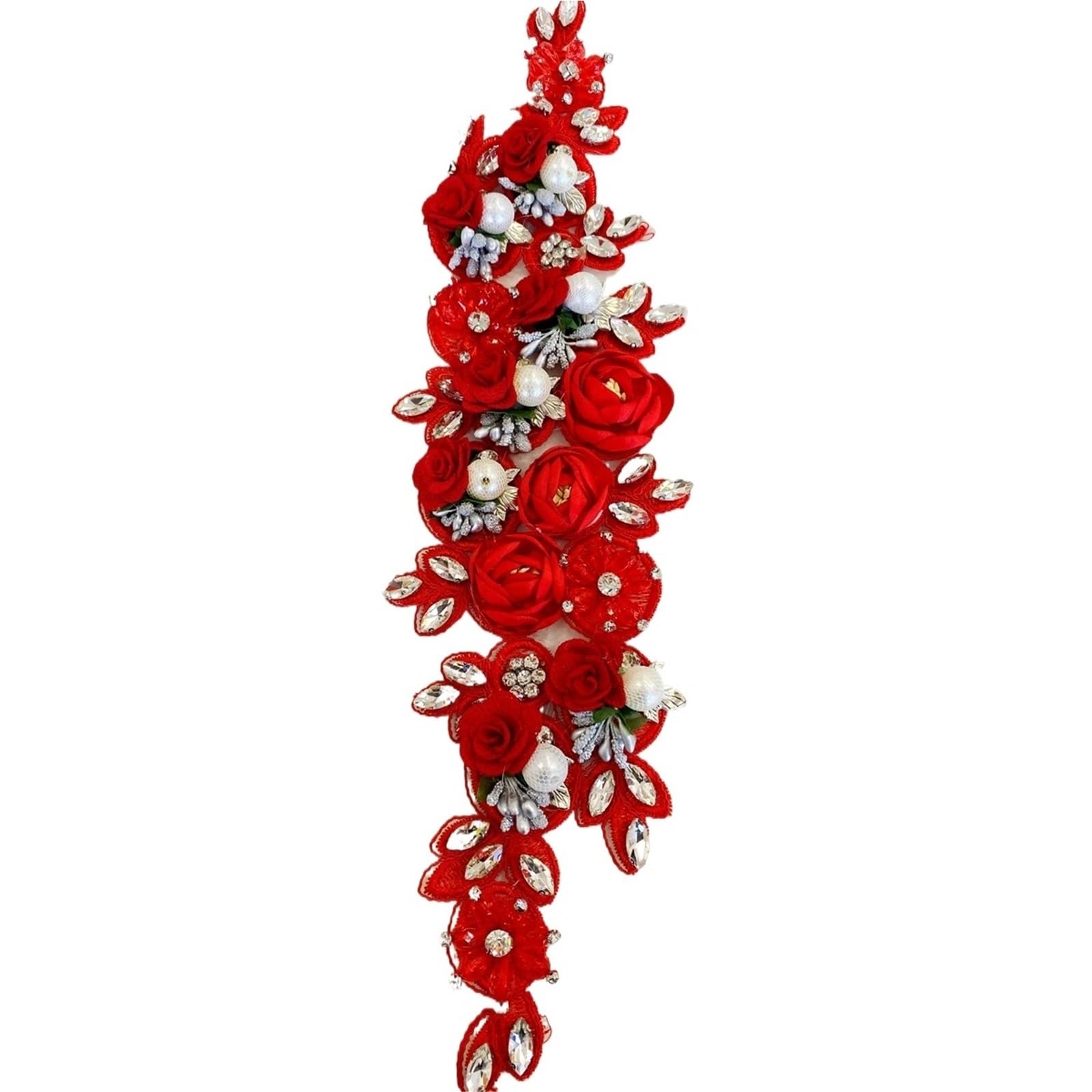 Fleurs 3D perlées applique en dentelle rouge pour personnaliser votre robe de mariage de rêve