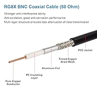 Vista 2 de RG8X - Cable coaxial BNC macho a BNC macho de 3 pies, 2 unidades, 50 ohmios, pérdida ultra baja para antena, radio RF, módem, osciloscopio