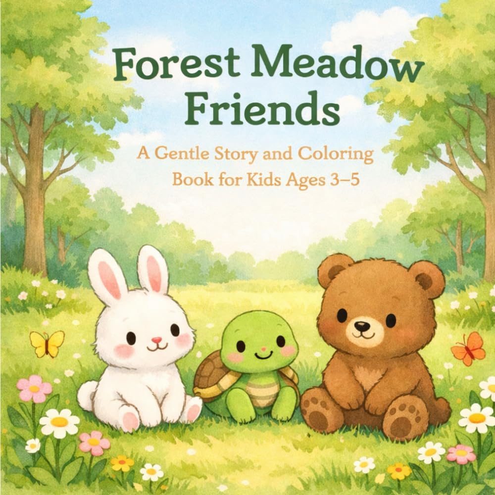 Forest Meadow Friends: A Gentle Story and Coloring Book for Kids Ages 3–5