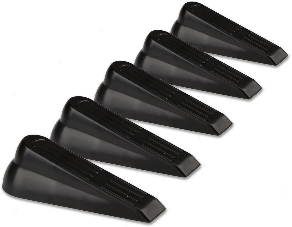 Door Stop | 5 Pack | Flexible Black Rubber Door Stopper Easily Wedges Door Gaps up to 1.2 Inches | Baltic Living® Doorstop