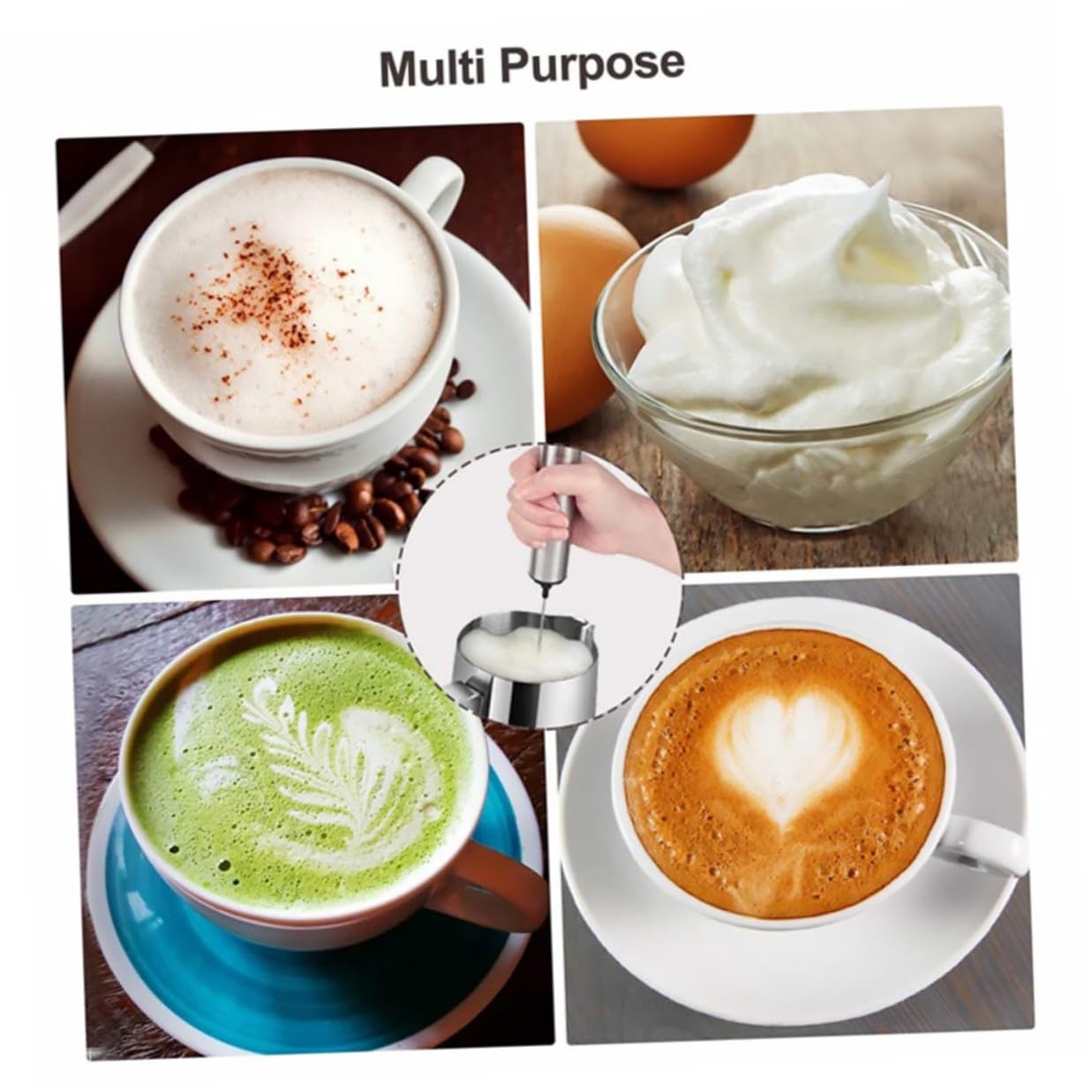 CLISPEED Montalatte Elettrico Portatile in Acciaio Inox, Frusta per Uova a Immersione Ricaricabile Usb, Utensile da Cucina Ergonomico per Cappuccino, Latte e Miscele al Cioccolato