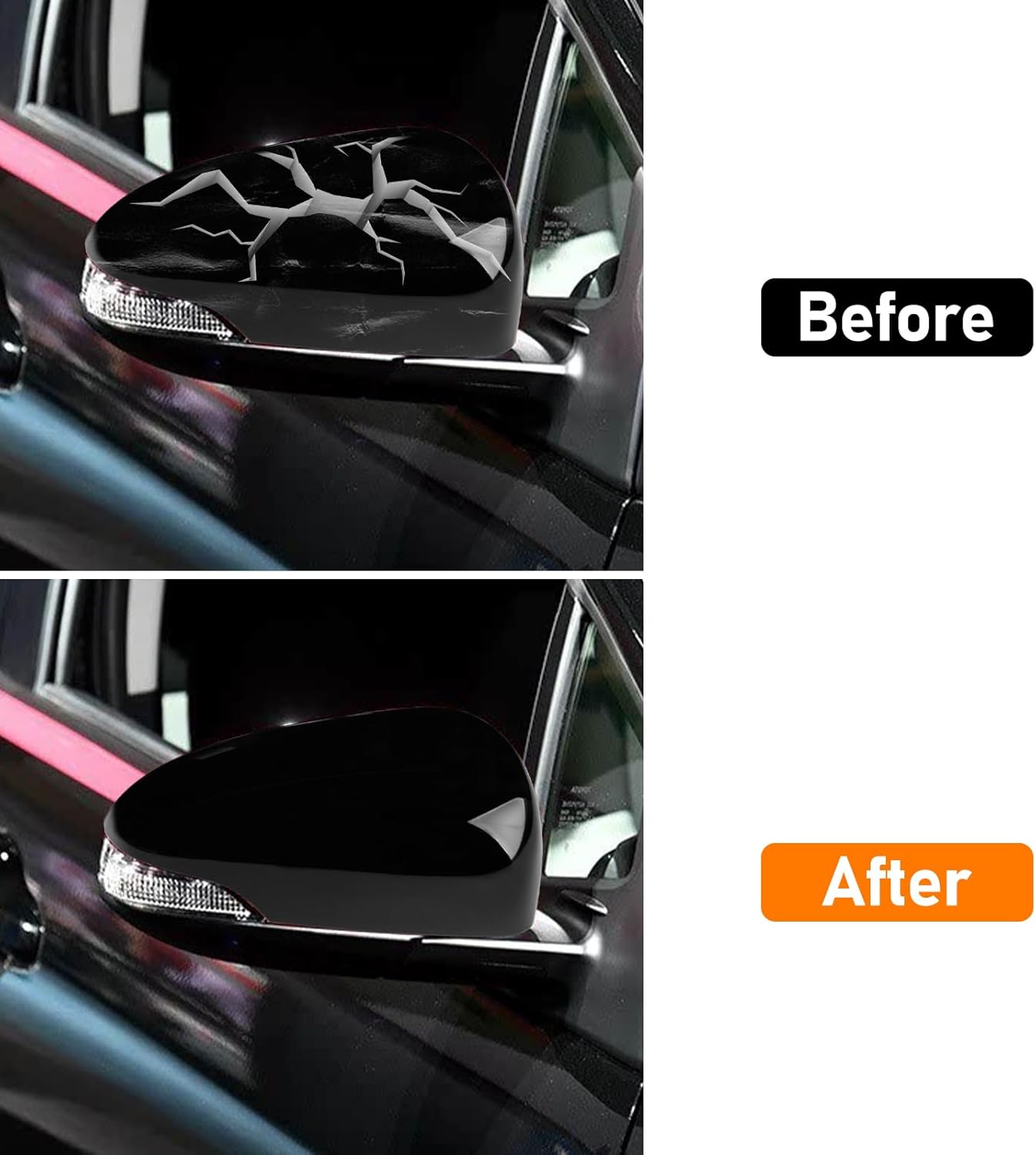 Compatible with Toyota Prius C Right Passenger Side Mirror Cap Cover 2012-2018, Glossy Black Side Rearview Mirror Cover Replacement With Turn Signal Light for Prius C Replaces for 87915-52170