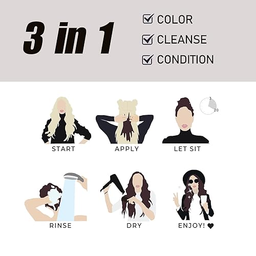 Miniatura 6 de Champú de tinte para el cabello castaño claro a base de hierbas, champú instantáneo para mujeres y hombres, champú de larga duración, champú para