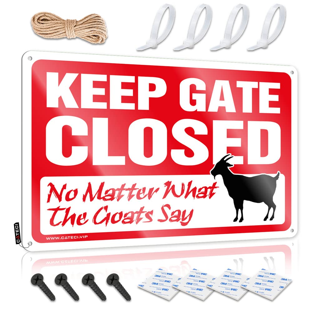STWNVOITV Man Cave Sign Metal Sign Keep Gate Closed No Matter What The Goat Say Sign Drinking Signs Funny Beer Signs For Man Cave(30X40CM)