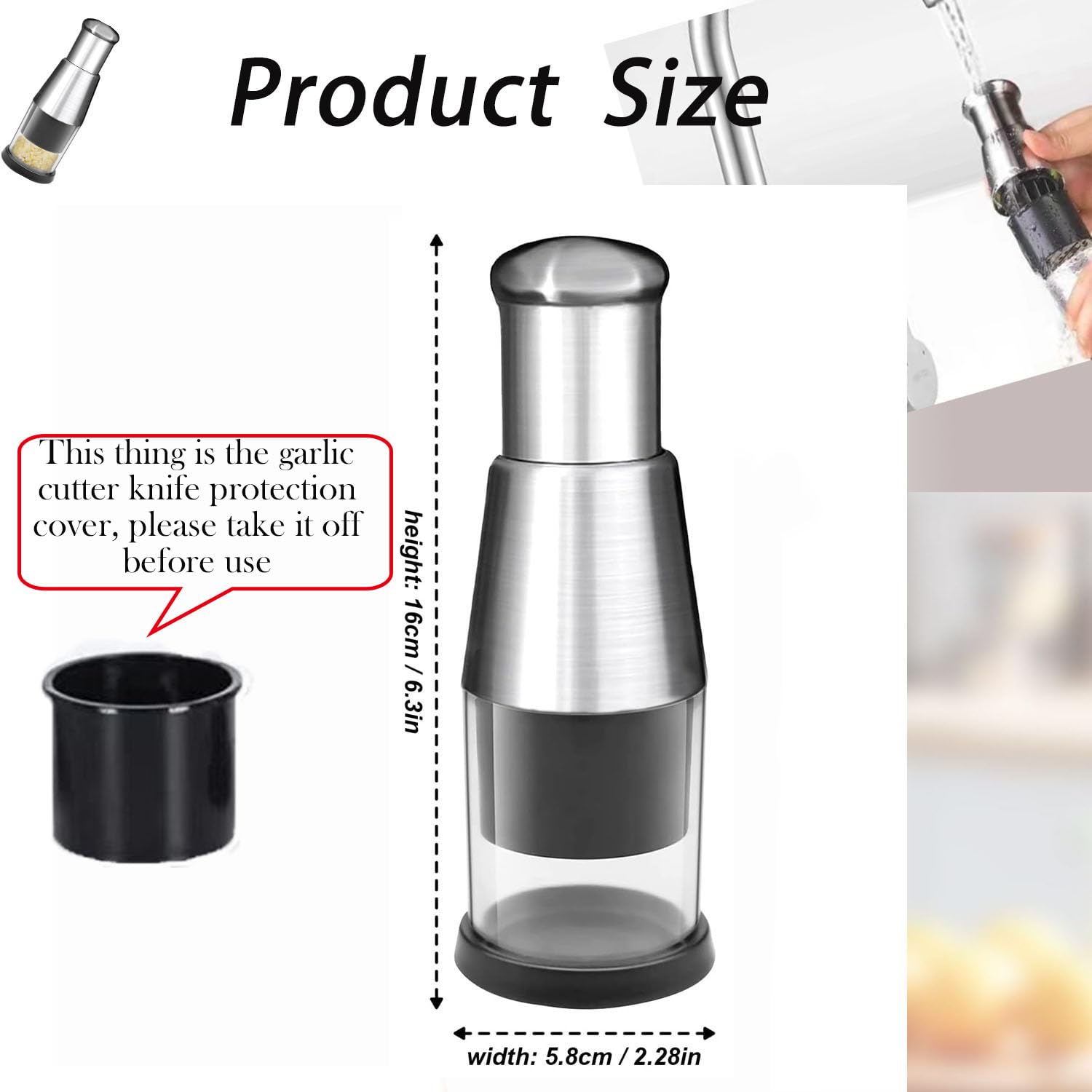 Manual Pressed Chopper, 2025 Upgraded Compact Mini Dicer Food,Functional Manual Garlic, Stainless Steel Hand Food for Mincing Garlic Press Stainless Steel