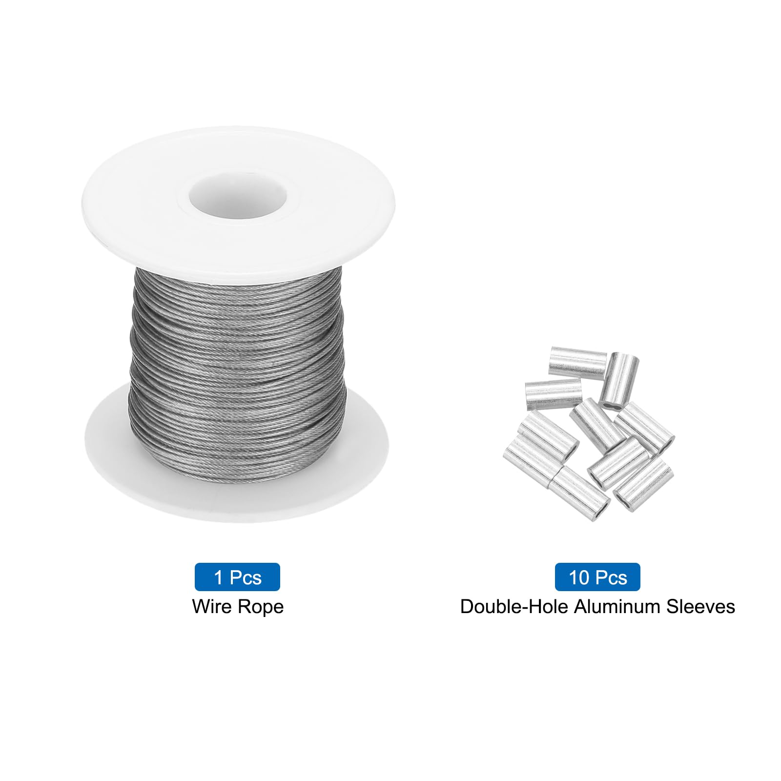 QUARKZMAN 100 ft (30 M) 304 3/64" (1 mm) powlekany winylem z 10 szt. aluminiowych rękawów do wieszania, suszarki, przezroczystej podnoszenia