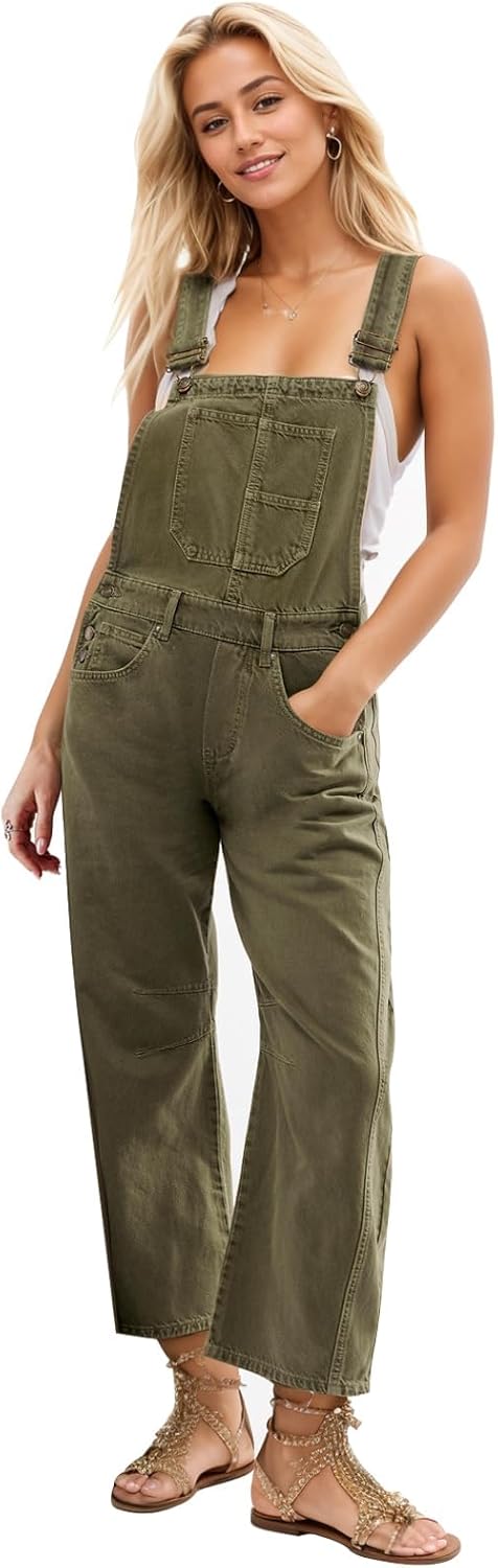 Kedera Women's Denim Overall Casual Straight Wide Leg Bib Jeans Overall Adjustable Straps Denim Romper Stretch Jumpsuits