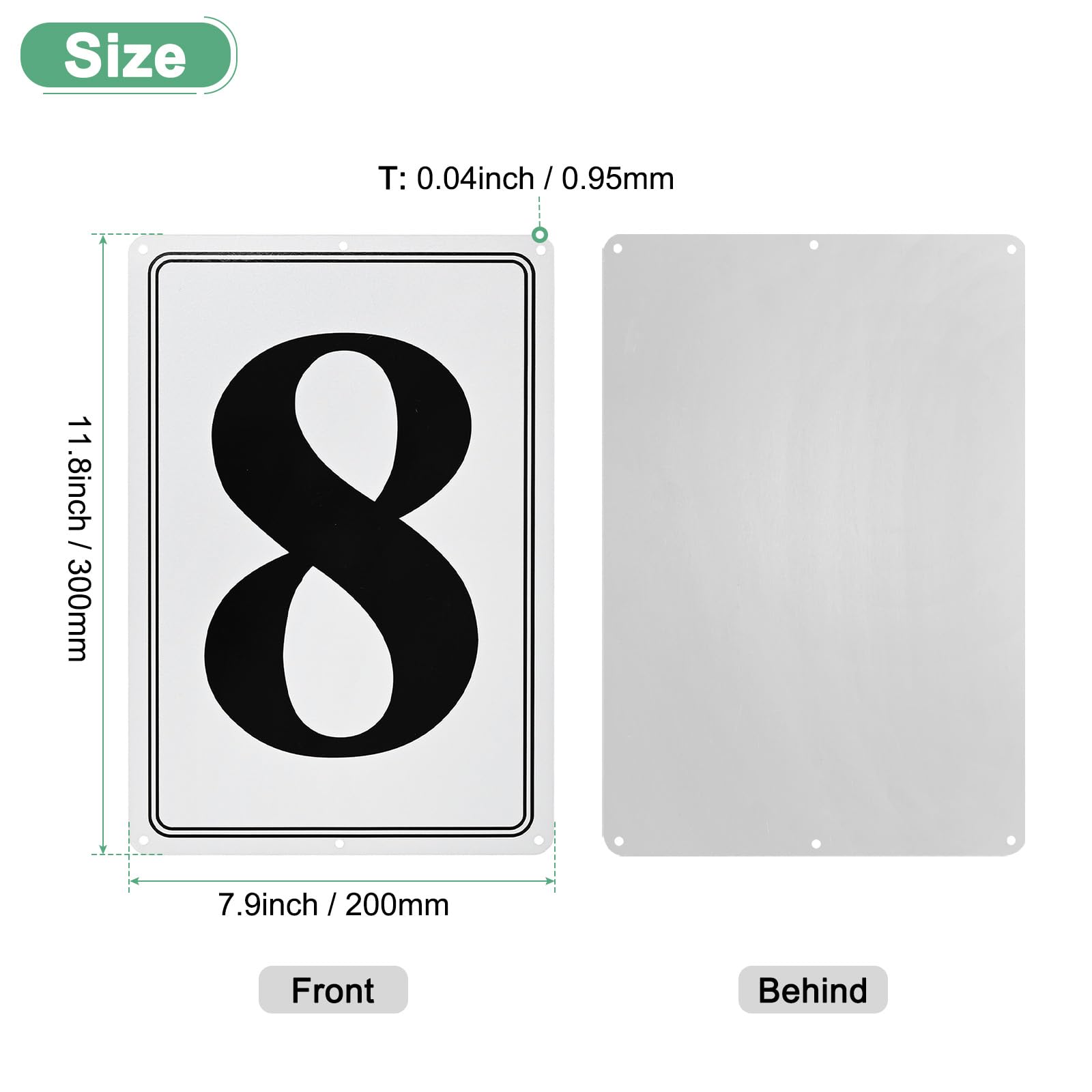 M METERXITY Aluminum Number Sign 8, 11.8 Inch House Numbers and Metal Letters, Parking Spot Letter Signs - Image 3
