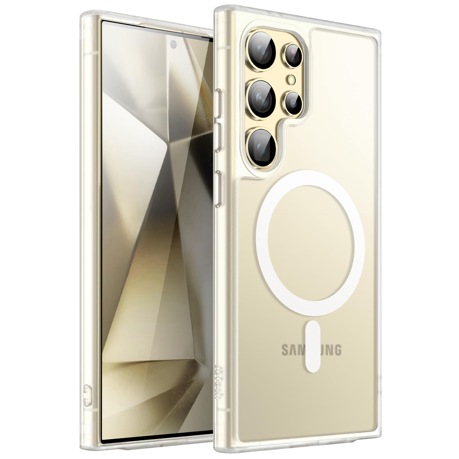 JETech Magnetic Case for Samsung Galaxy S24 Ultra 5G, Compatible with MagSafe, Translucent Matte Back Shockproof Phone Cover (Frosted Clear)