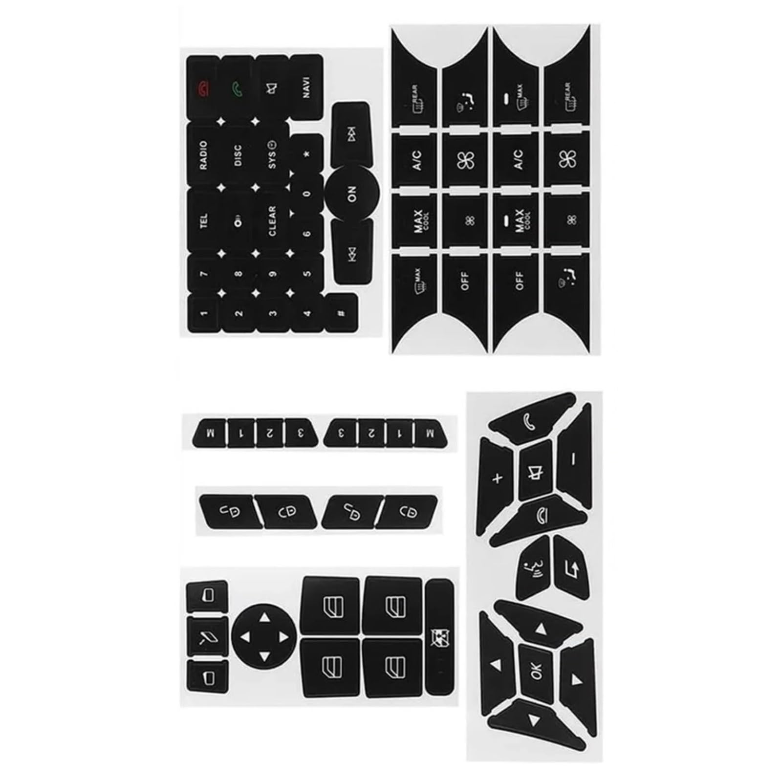 Car Button Sticker Compatible with Benz for B Class for W246 for W212 for W218 Interior Button Stickers Car Repair Decal Restoration Accessories Kit