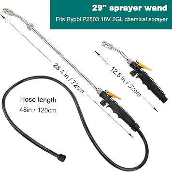 Replacement Sprayer Wand for Ryobi,29 Sprayer Part with Adjustable Nozzle, Trigger Wand & Hose Compatible for P2800, P2803 Sprayer