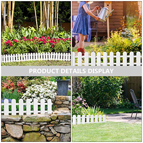 Scicalife 4 Sets White Plastic Garden Fencing Flexible Garden Picket Fence Panels for Gardens Courtyards Farms Outdoor Decoration Fence Border