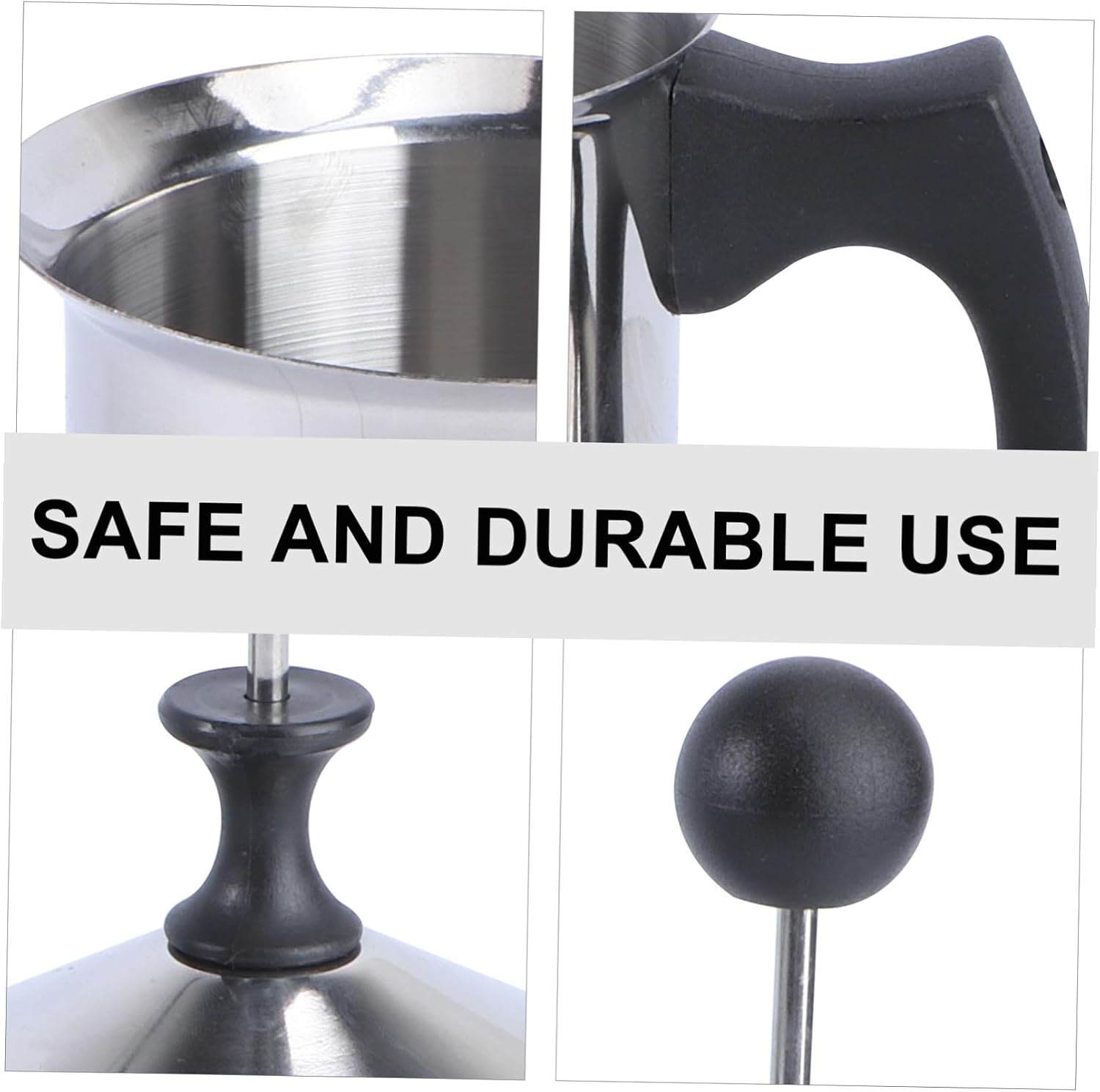 ULTECHNOVO Stainless Steel Manual Milk Frother Hand Pump Milk Foaming Maker for Latte Cappuccino with Ergonomic Handle Portable and Heat-resistant for Home Use