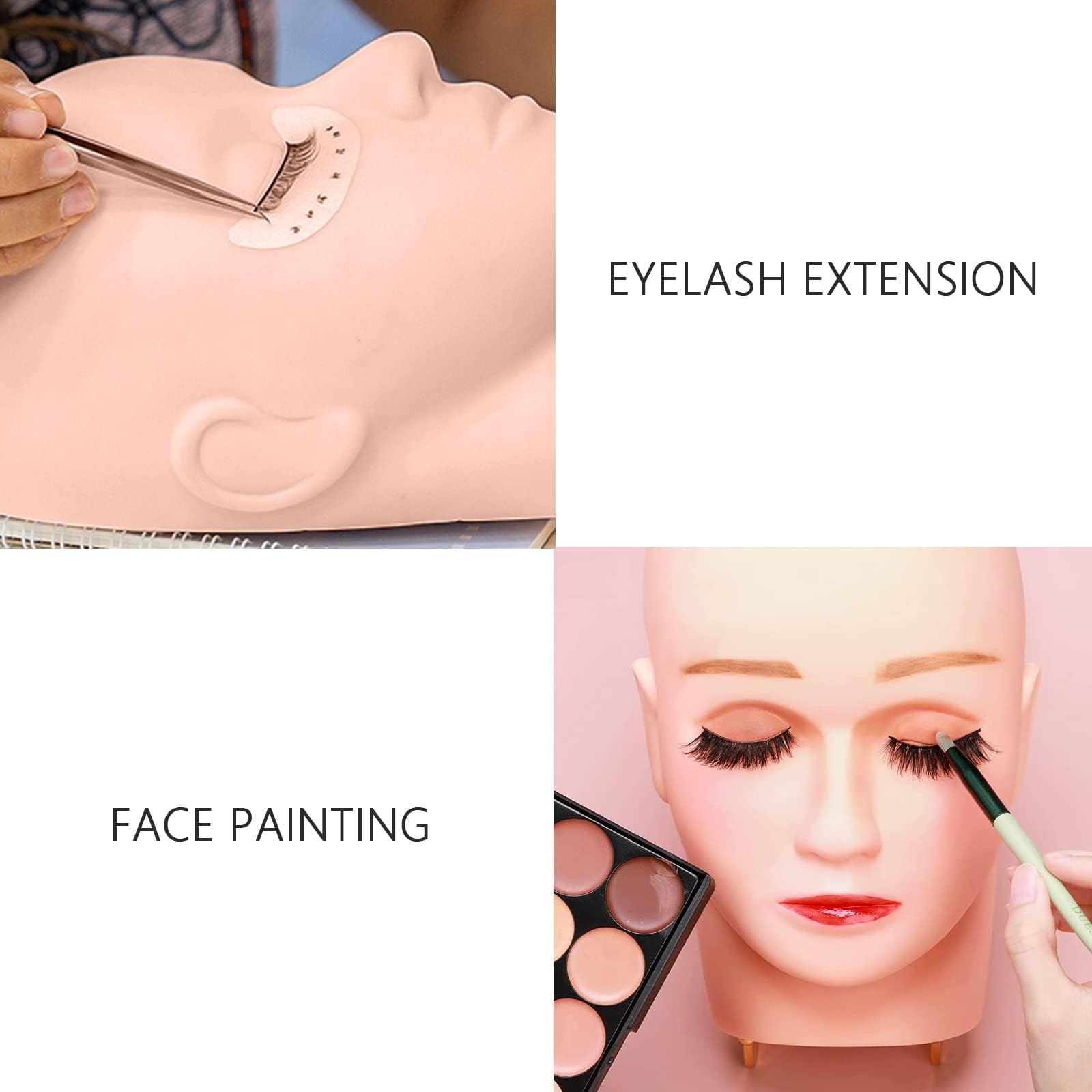 Feelhigh Lash Mannequin Head,Silicone Mannequin Head,Pro Training Mannequin Flat Head Practice,for Make Up and Lash Extention,Cosmetology Mannequin Doll Face Head 2
