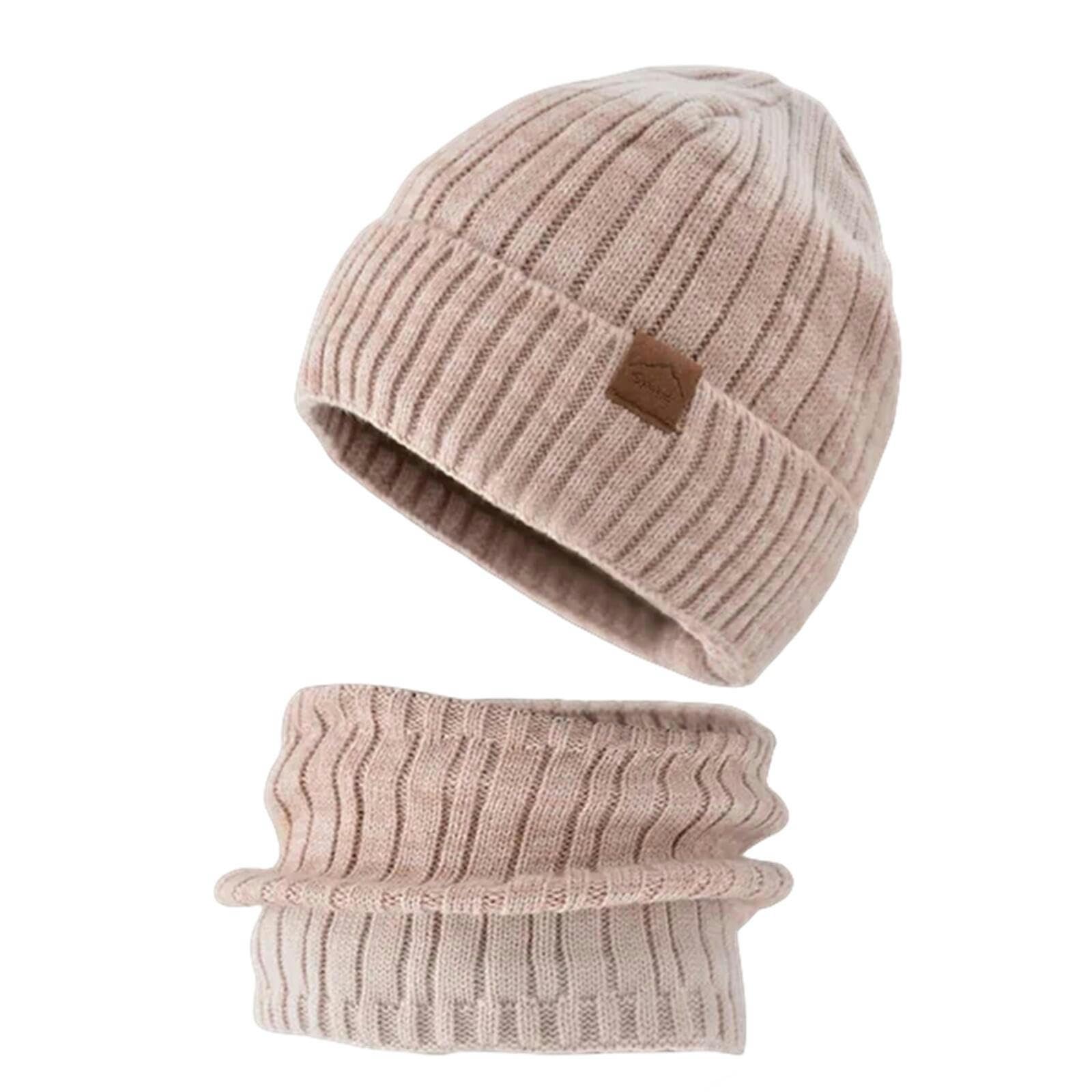 Schal Mütze Set Winter Gestrickter Hutschal Für Unisex Fleece Verdickt Im Freien Warm Und Kaltsicherer Hutschal-Set