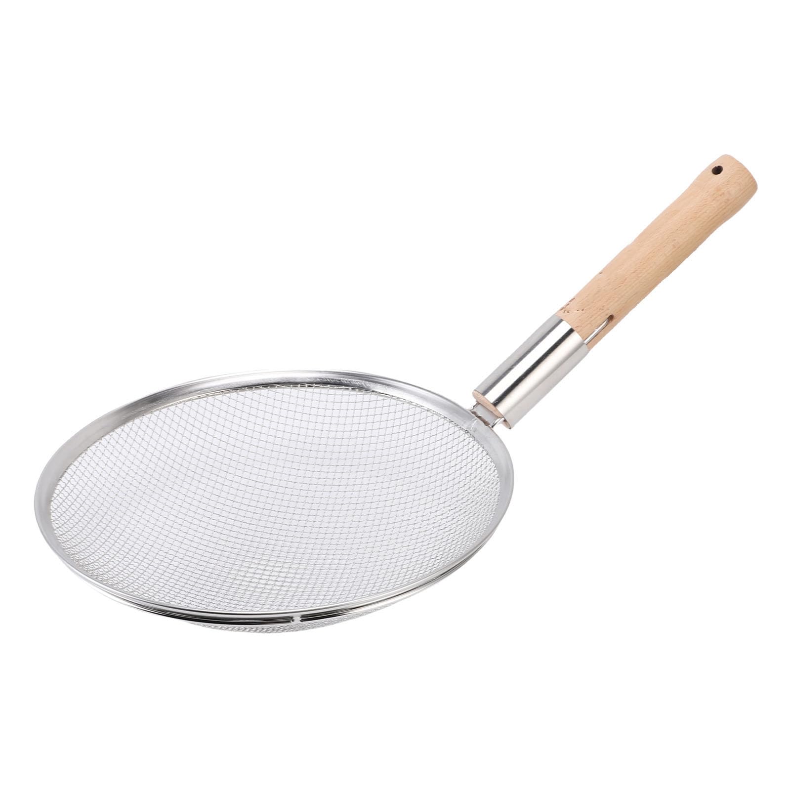 Cucchiaio per Schiumarola, Colino per Alimenti a Maglia Fine in Acciaio Inossidabile con Manico in Legno, Mestolo per Schiumarola per Schiumare, Cucinare, Friggere, Grasso, Utensili da (30 cm)
