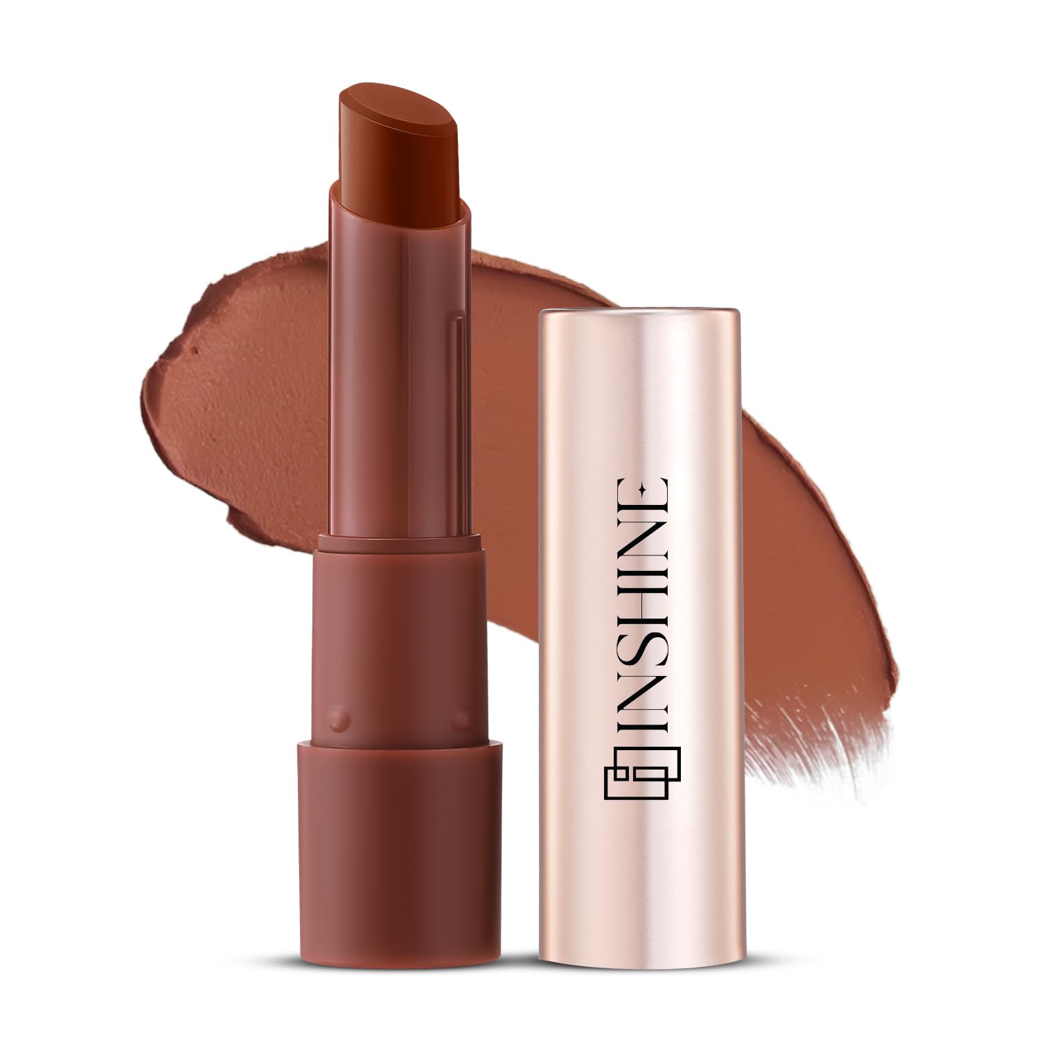 INSHINE Mousse Matte Lipstick | Velvety Touch, Feather-Light & Weightless Wear | Soft Matte Finish with Rich Color Payoff | Crafted for Every Mood, 3g (09 Belgian Brown)-image-35