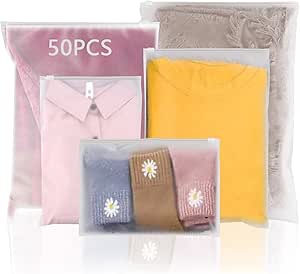 ORACHA 20pcs Zip Lock Bags- Reusable Space Saving Hospital Bag Maternity Essentials- Frosted Waterproof Travel Bags Organiser- Plastic Resealable Clothes Bags With Vents For Shoes, Toiletries- 5 Sizes