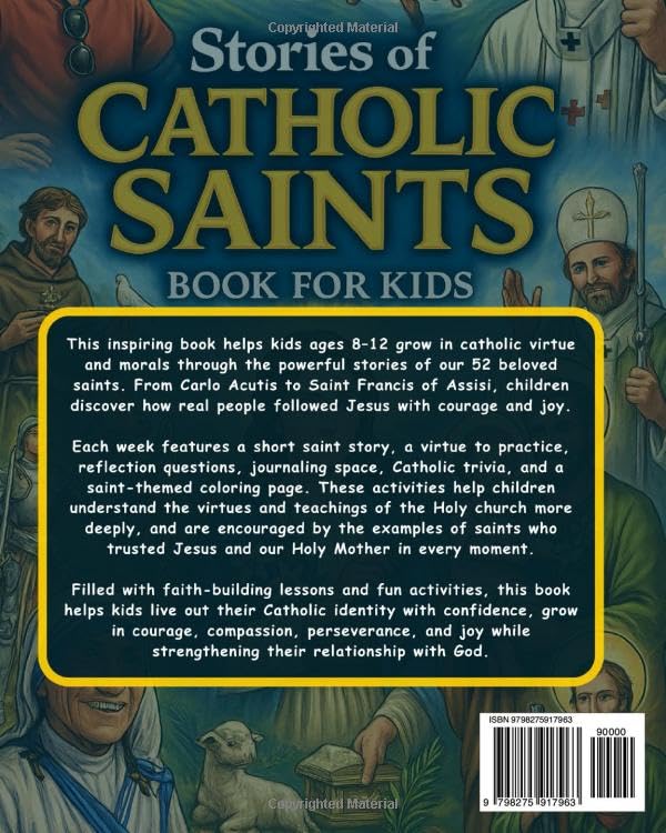Stories of Catholic Saints Book for Kids: 52 Weeks of Inspiring Stories, Lessons, Coloring Pages, Journaling, Trivia Questions to Help Children Grow ... and Thoughts Toward Our Savior Jesus Christ. - Image 2