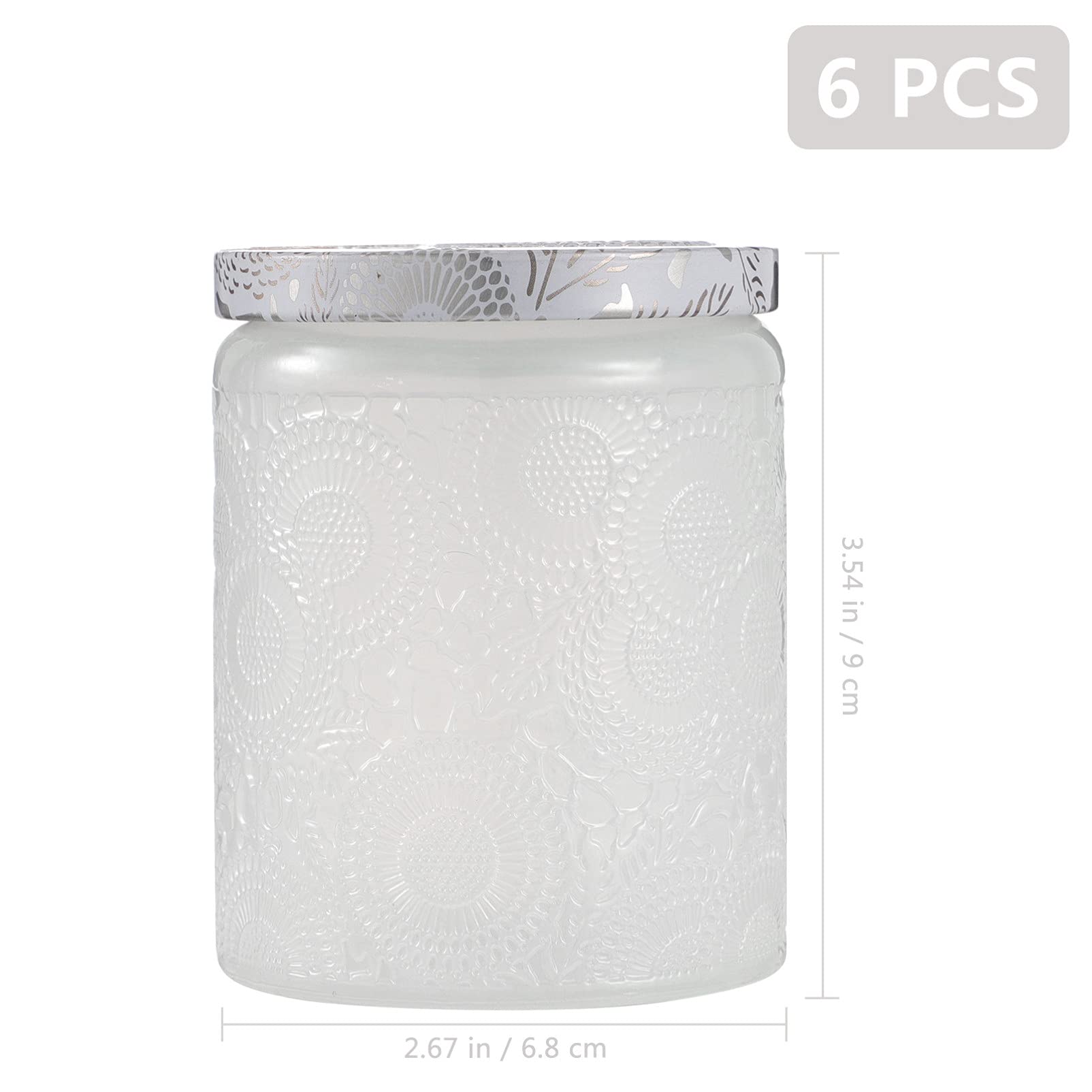 NUOBESTY Samodzielnie wykonany kubek na świece, 6 sztuk, średnia, biała porcelana, odporne na wysokie temperatury, tłoczone, do produkcji świec, przechowywania, salonu, biura