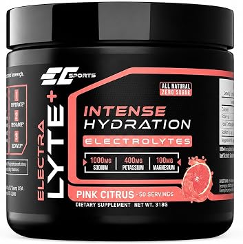 EC Sports ElectraLyte - Electrolyte Powder - Zero Sugar Electrolytes Drink Mix for Mineral Hydration - Real Fruit Extracts & Premium Electrolyte Powder - 50 Servings 1000mg Sodium, Pink Citrus