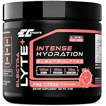 EC Sports ElectraLyte - Electrolyte Powder - Zero Sugar Electrolytes Drink Mix for Mineral Hydration - Real Fruit Extracts & Premium Electrolyte Powder - 50 Servings 1000mg Sodium, Pink Citrus