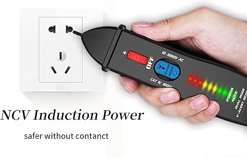 Miniatura 7 de Detector de voltaje, probador de cable nulo Detector de voltaje sin contacto, probador de alambre nulo de pluma con modo dual 12  1000 V48  1000 V