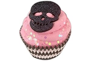 FAUX Glam Glitter BLACK & PINK SKULL Cupcake | Black and White...