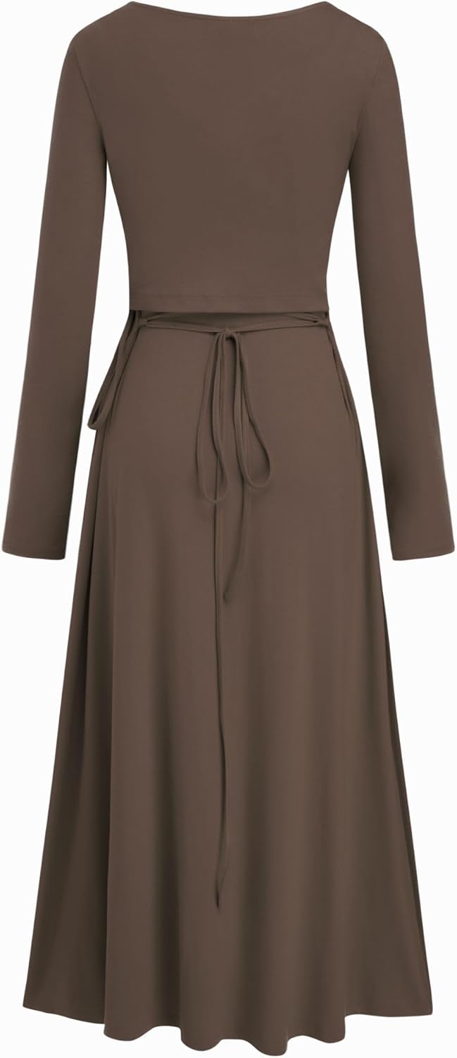 CIDER Two Piece Sets for women Long Sleeve Top A Line Sleeveless Midi Dress with Pockets Casual modest Outfits - Image 3