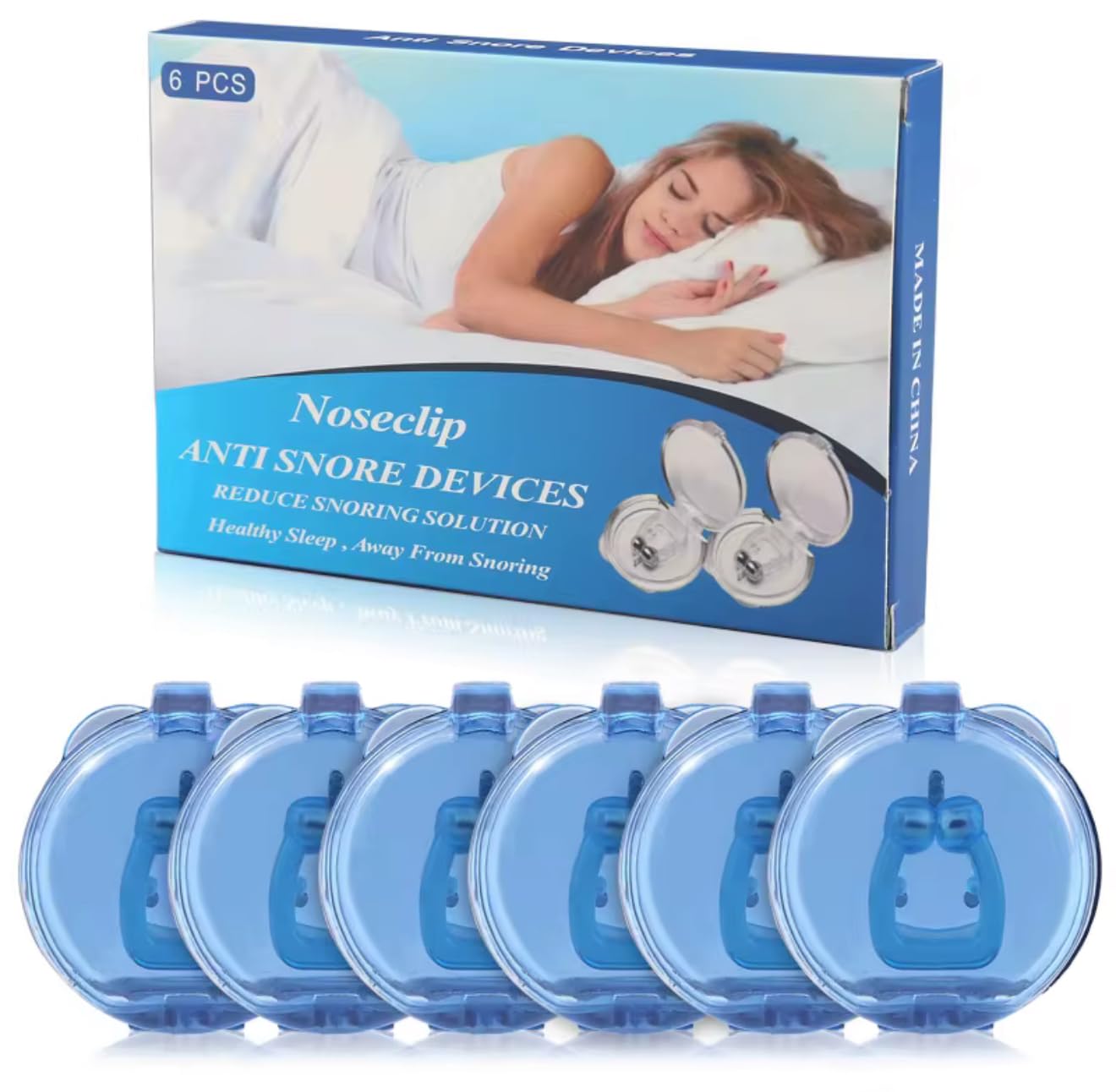 Magnetic Anti-Snore Nose Clip Device High-Quality Silicone Reusable Sleep Aid with Storage Case 6 Pack
