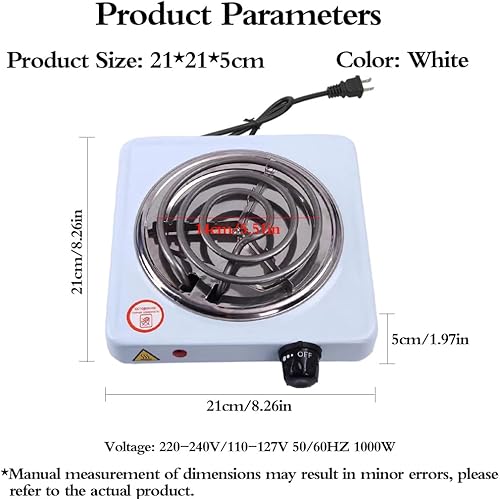 Miniatura 9 de Quemador de encimera compacto y portátil, quemador de hierro fundido doble para encimera, 2000 vatios, controles de temperatura de placa caliente