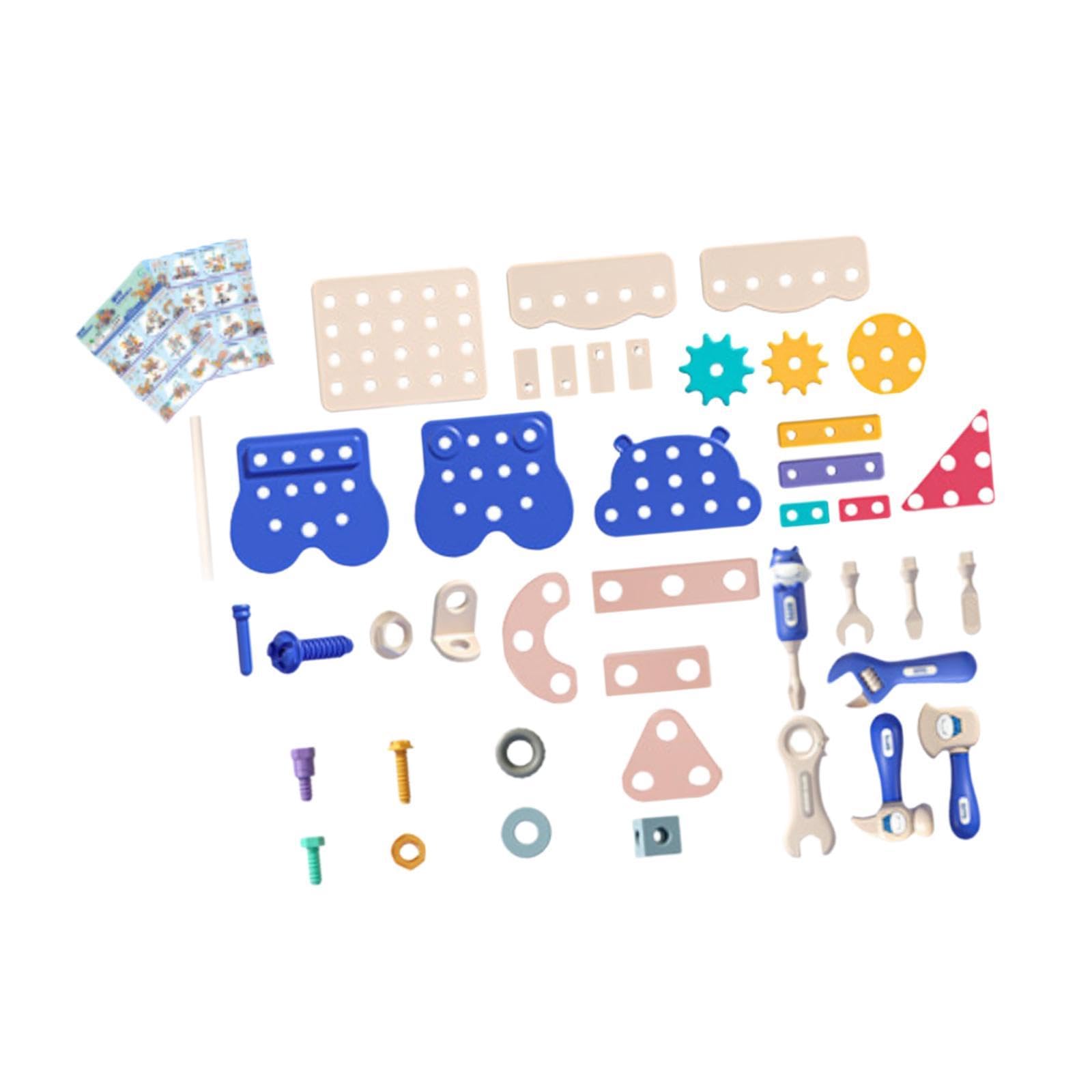 Milageto Set di Attrezzi per Bambini 213x, Giocattoli educativi da Costruzione Fai-da-Te Resistenti per Bambini dai 3 Anni in su, Giochi di Ruolo, Regalo di, Blu