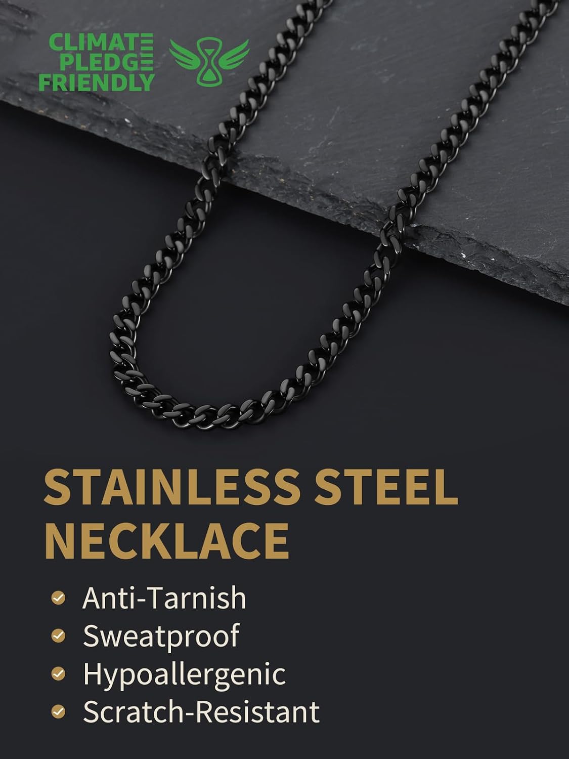 FindChic Men Curb Chain Necklace 18K Gold Plated/Stainless Steel/Black Chunky Double Tight Cuban Link Hip Hop Neck Chains for Men Boys 3.5MM/5MM/6MM/7MM/9MM/12MM 14''-30'' 8 Length Options (Send Gift Box)