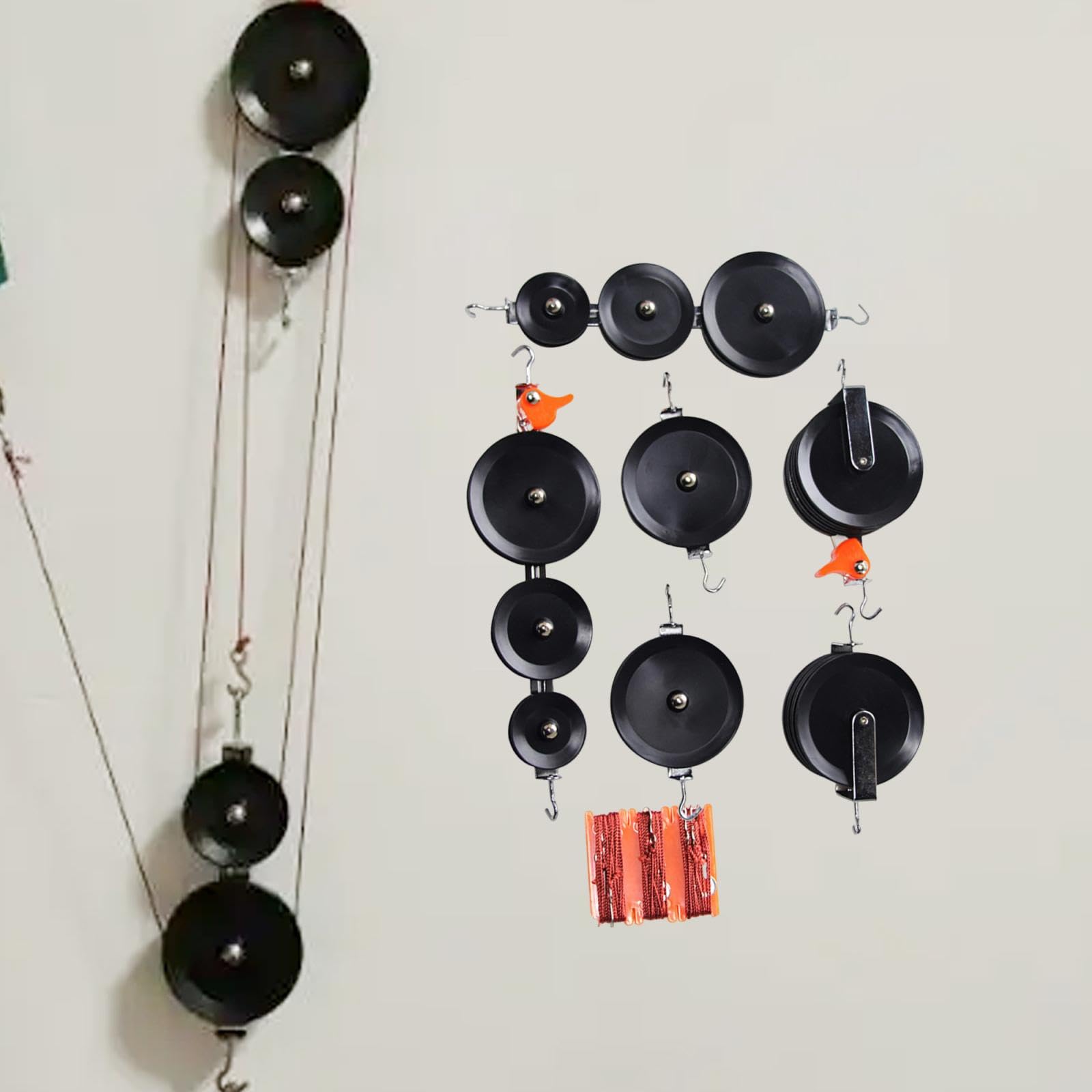 Luwecf Pulley Block Set Pulleys Block Physics Experiment Set Teaching Aids Stainless Steel Learning Materials Physics Pulley Set, 7 Pieces Set - Image 4