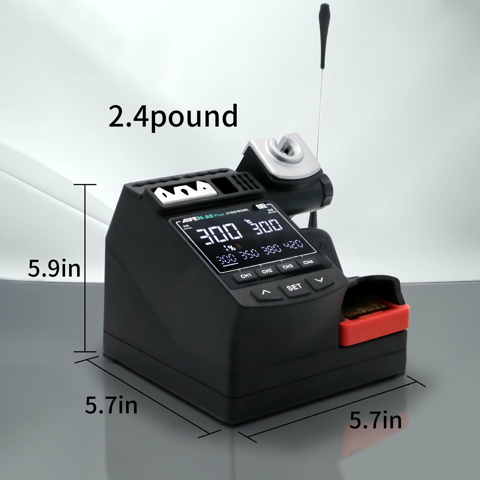 A9 Plus 210 Soldering Station, 110V, Soldering Iron Station with 3 Soldering Iron Tips, 2-second rapid heating (212?-842?), Replaceable soldering iron tip bracket, 4 Temperature Storage