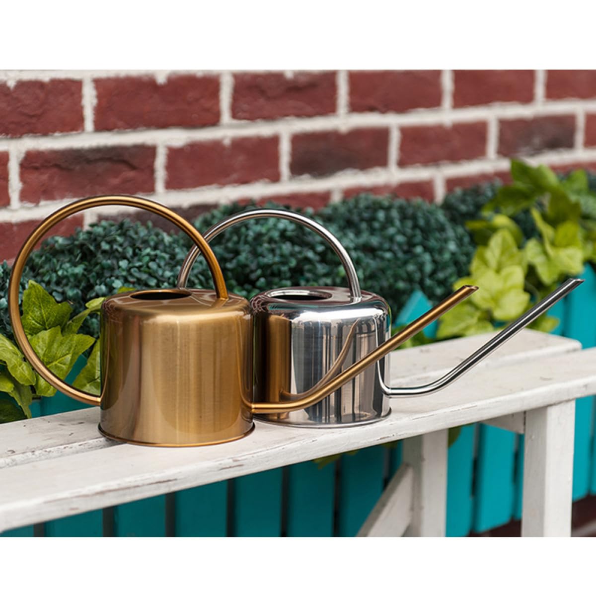 Levemolo Annaffiatoio in Acciaio Inossidabile da 1,3l Becco per Irrigazione Piante Grasse e Piante da Interno, Design Retrò Colore Oro per Giardinaggio