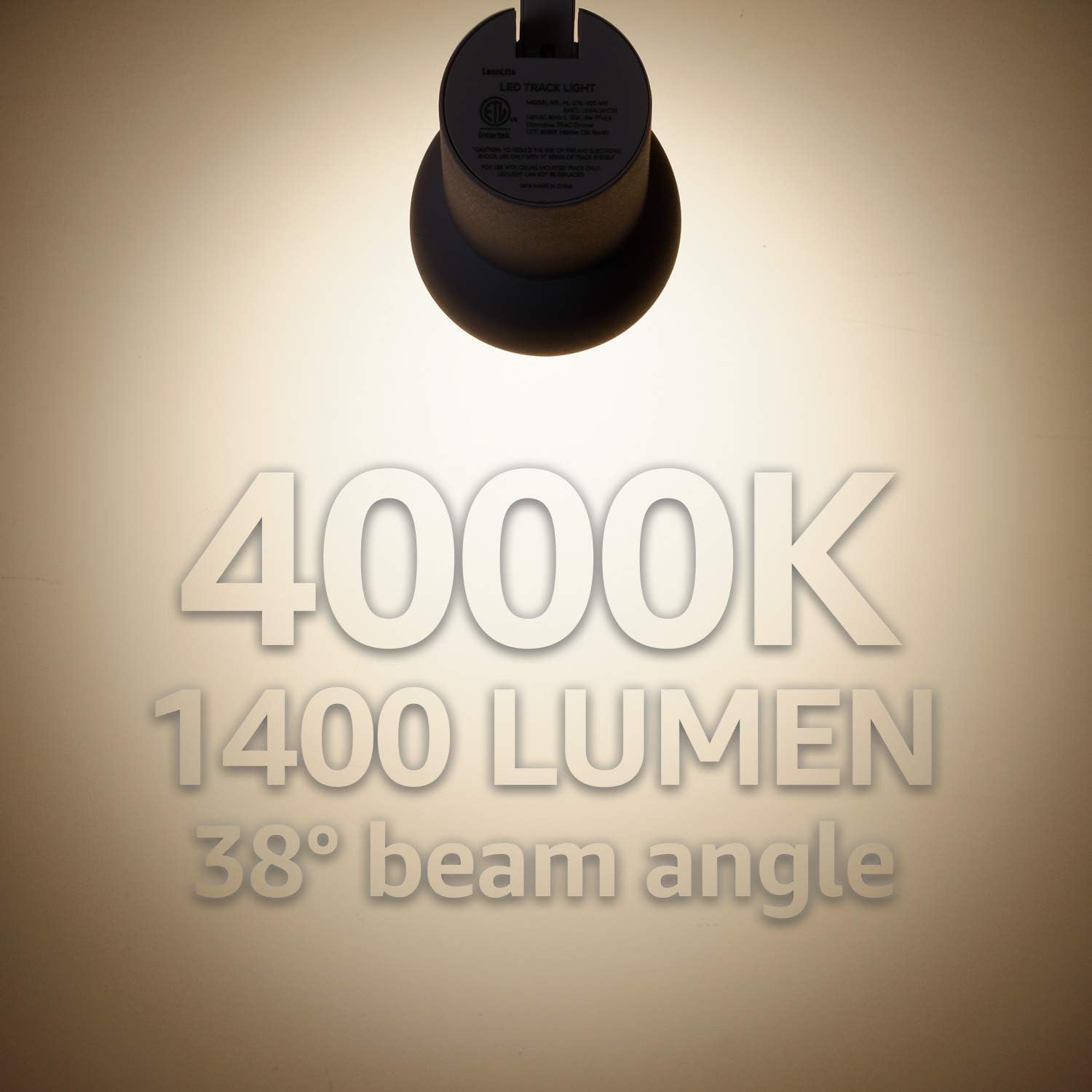 LEONLITE 18W Complete LED Track Lighting Kit, (3) H Type Spotlight & 8FT Track Rail & (1) Floating Canopy Connector & (1) I Connectors, CRI90+, 4000K Cool White, Black