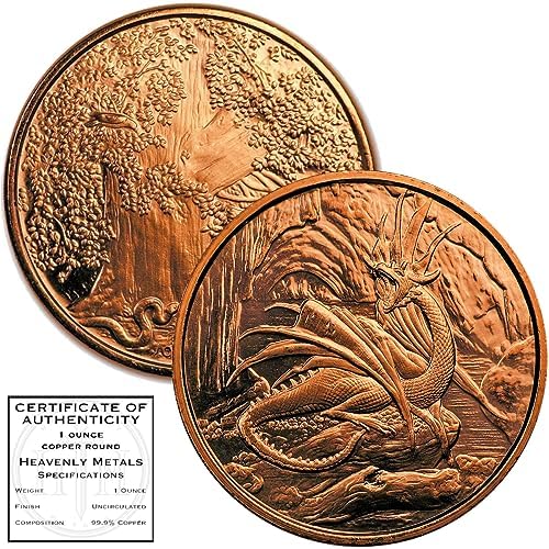 Nidhoggr Dragon Nordic 1 oz Pure .999 Copper Round Bullion Coin in Capsule - COA by Heavenly Metals - View 3