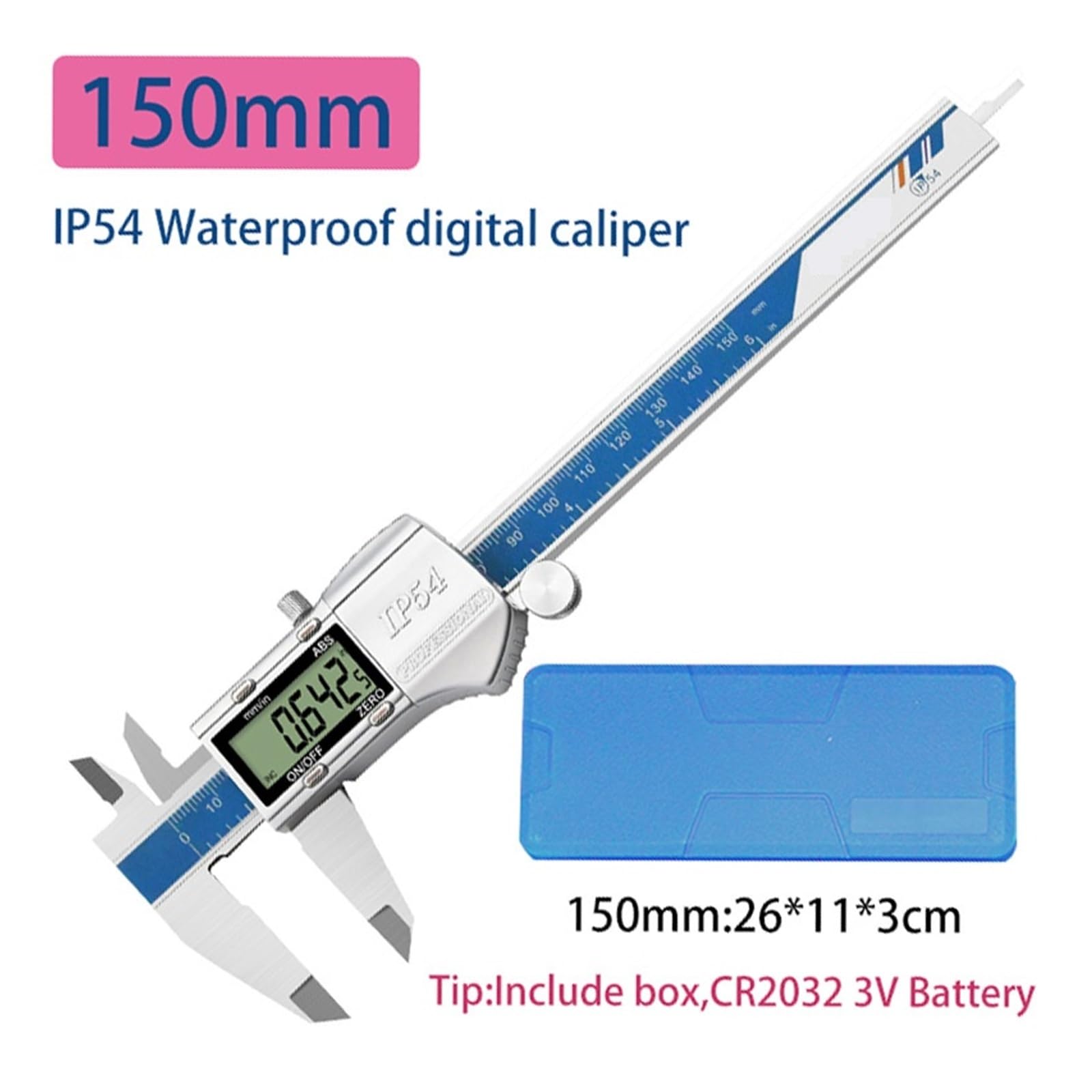 Suwmiarka cyfrowa IP54 150/200/300 mm wodoodporna elektroniczna suwmiarka ze stali nierdzewnej narzędzia pomiarowe Szeroki zakres zastosowań(0-150mm)